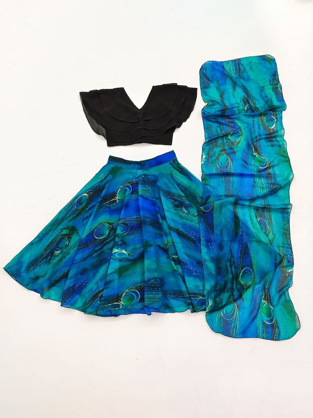 BAESD Girls Tie and Dye Ready To Wear Lehenga & Blouse With Dupatta - view 1