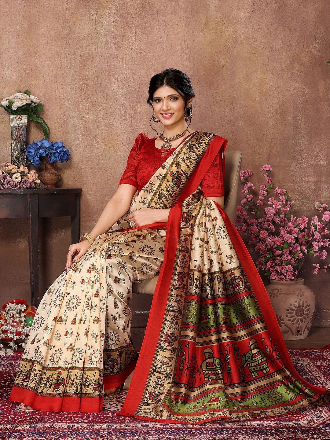 KALINI Warli Mysore Silk Saree - view 1