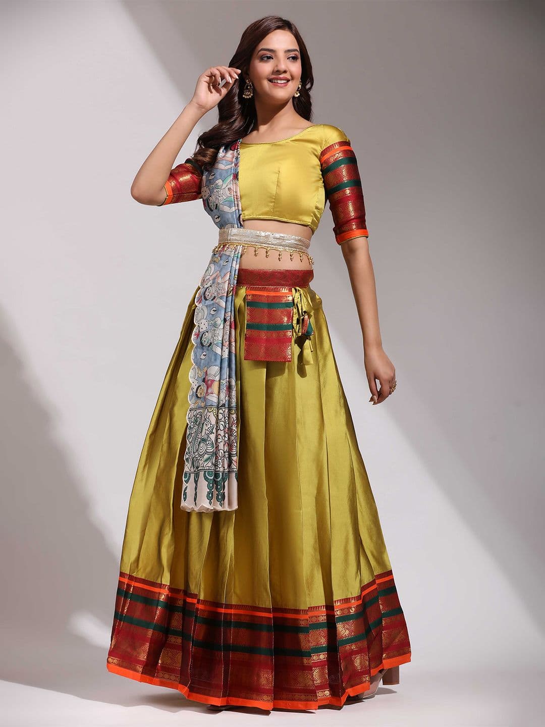 Fabcartz Semi-Stitched Lehenga & Unstitched Blouse With Dupatta - view 1