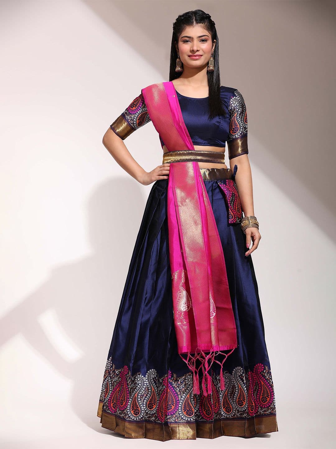 Fabcartz Semi-Stitched Lehenga & Unstitched Blouse With Dupatta - view 1