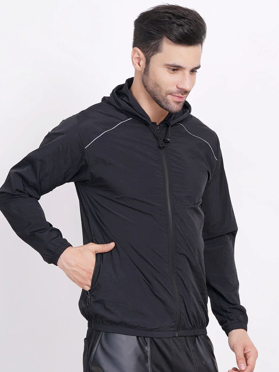 Raxedo Men Solid Dry Fit Windcheater Hooded Jacket - view 1