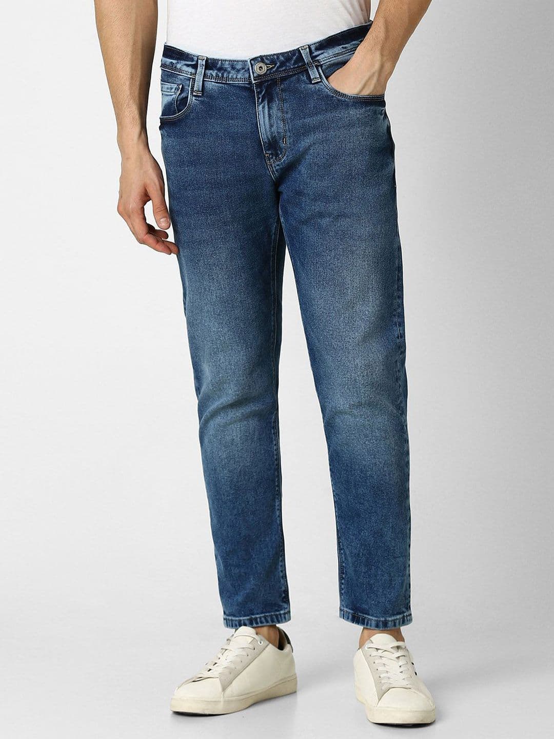 VAN HEUSEN DENIM LABS Men Slim Fit Mid-Rise Slash Knee Light Fade Jeans - view 1