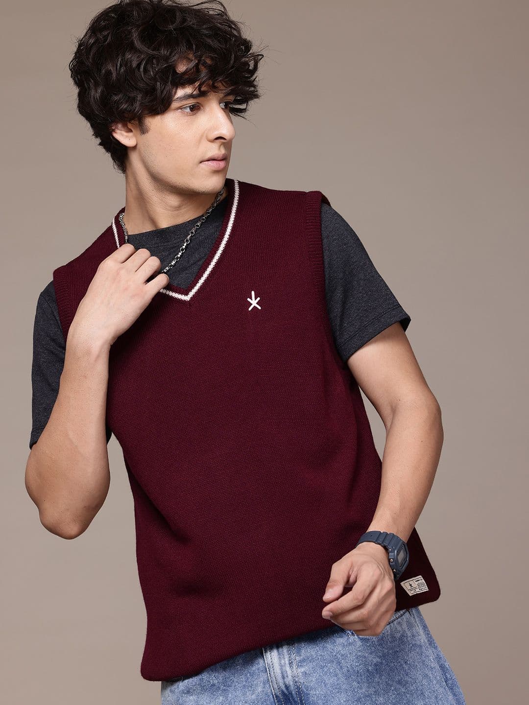 The Roadster Lifestyle Co. Knitted Acrylic Sweater Vest - view 1