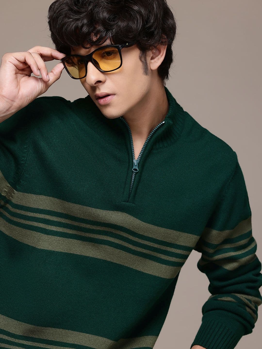 The Roadster Lifestyle Co. Men Striped Acrylic Pullover - view 1