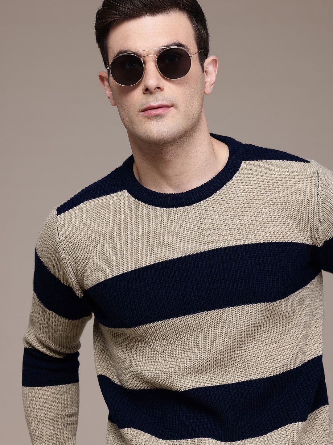 The Roadster Lifestyle Co. Knitted Striped Pullover - view 1