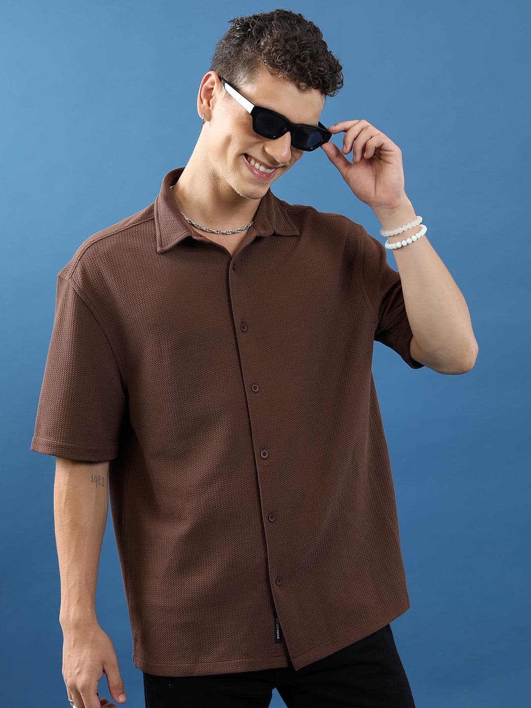 HIGHLANDER Men Textured Oversized Shirt - view 1