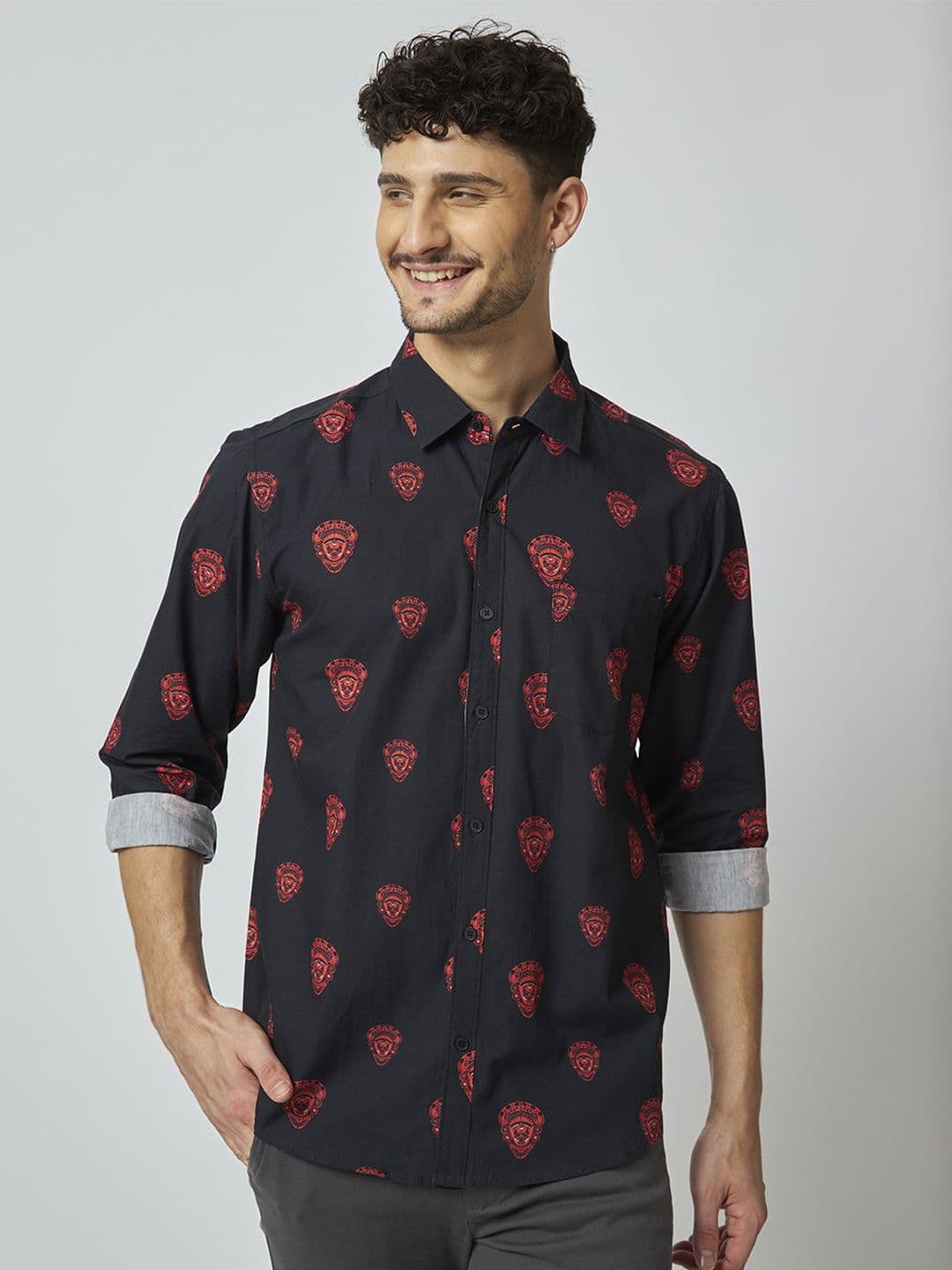 MyDesignation Men Conversational Printed Spread Collar Formal Shirt - view 1