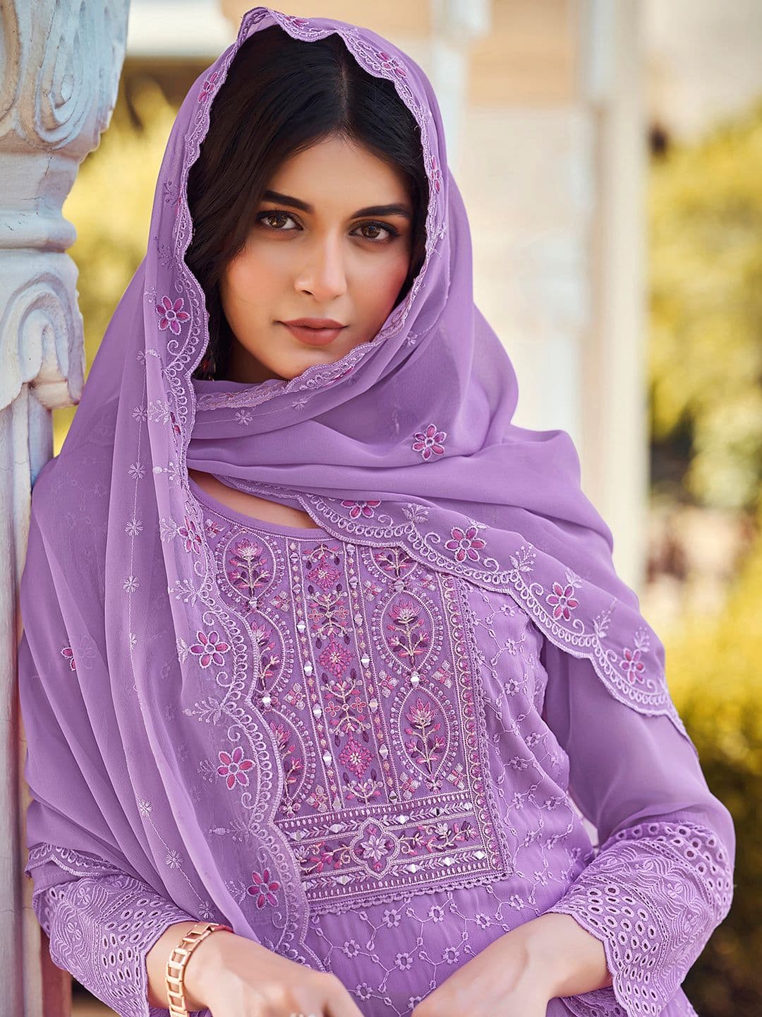 Sangria Embroidered A-Line Kurta With Trouser & Dupatta - view 1