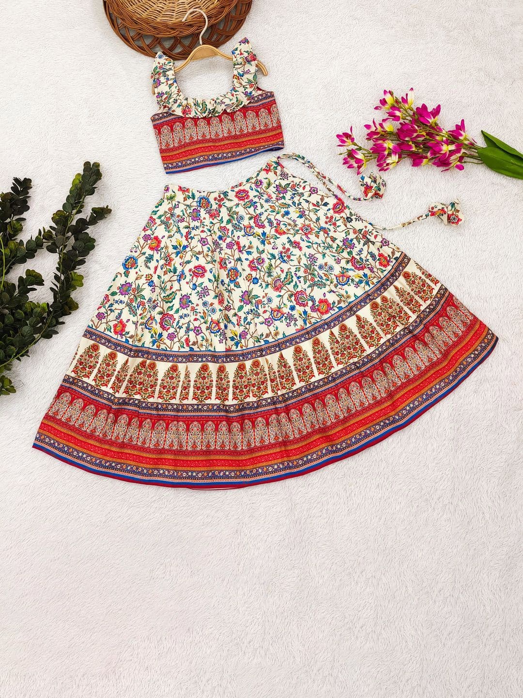 BAESD Girls Printed Foil Print Ready to Wear Lehenga & - view 1