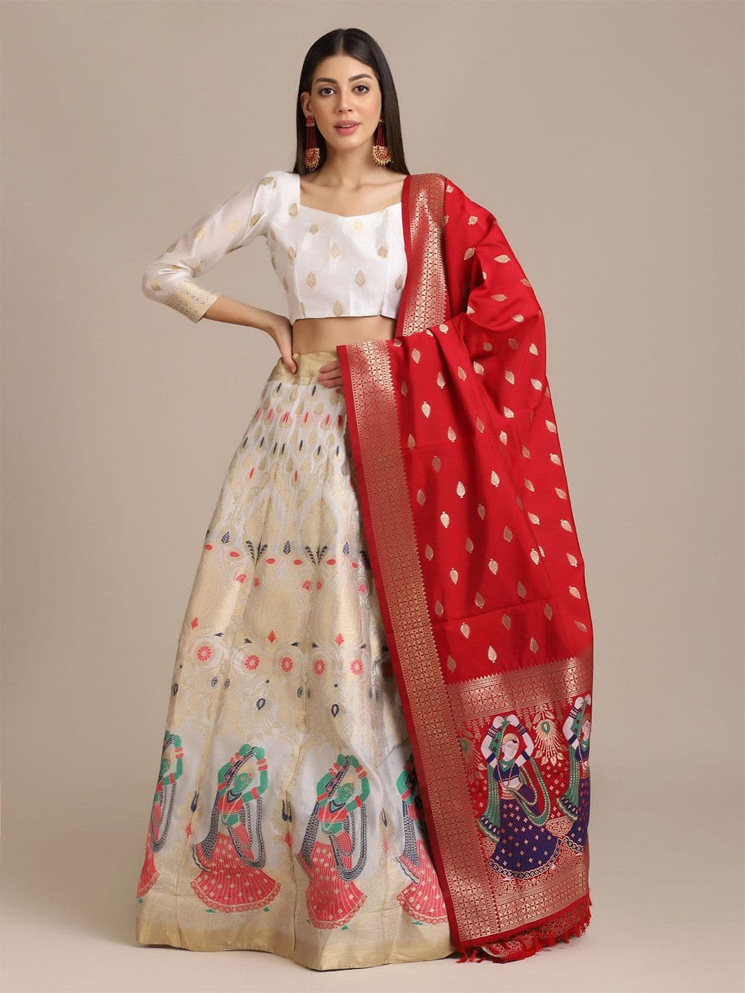 KALINI Printed Semi-Stitched Lehenga & Unstitched Blouse With Dupatta - view 1