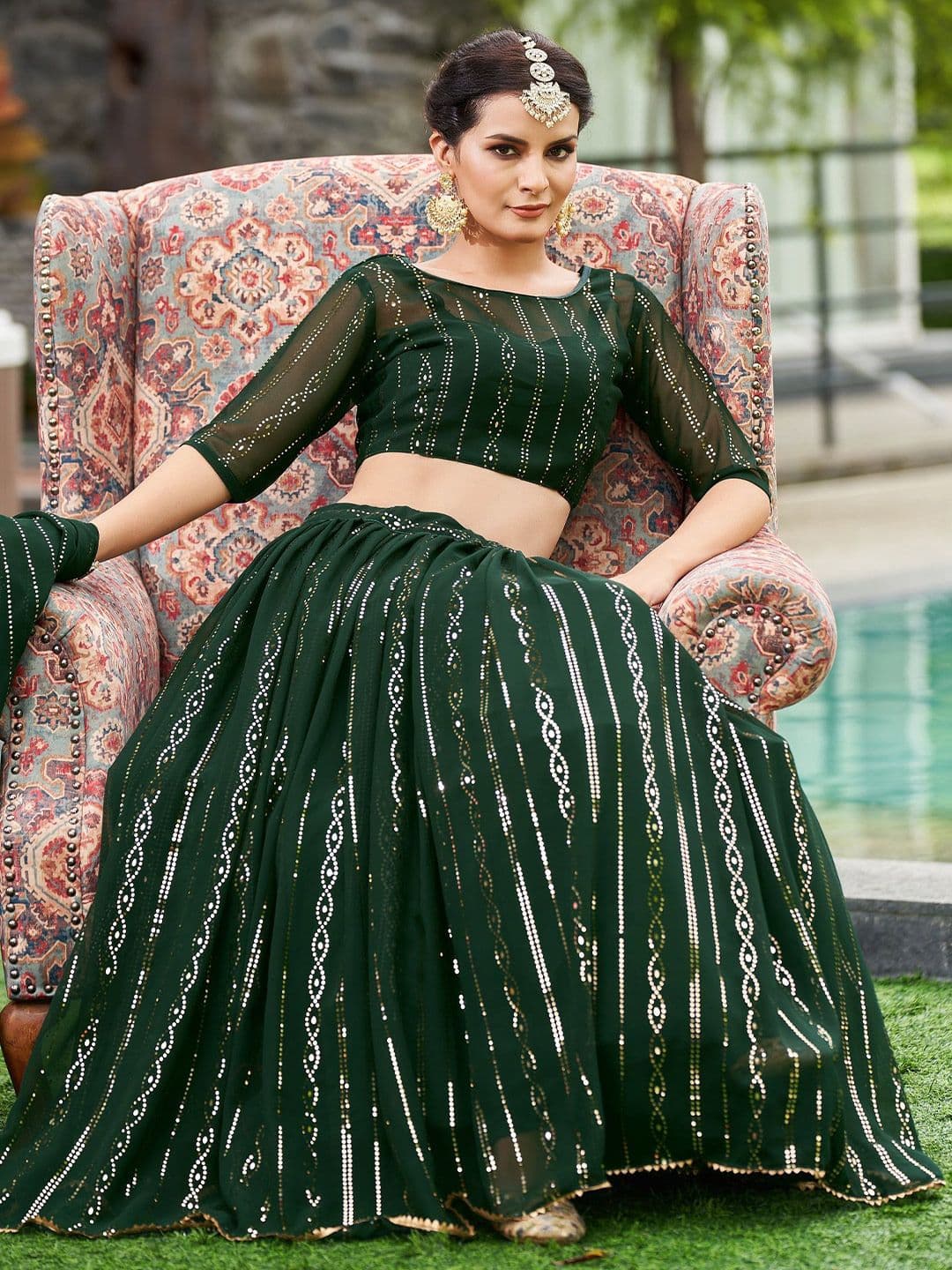 KALINI Embellished Semi-Stitched Lehenga & Unstitched Blouse With Dupatta - view 1