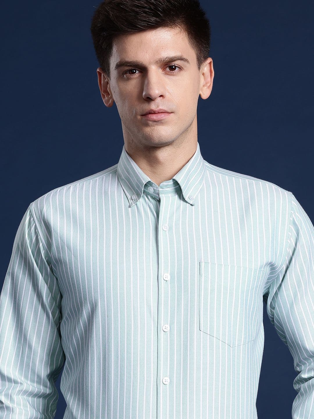 Hancock Men Striped Wrinkle Resistant Button Down Collar Formal Shirt - view 1