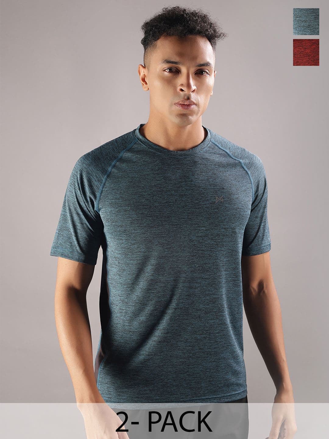 Force NXT Men Microfiber Anti Viral Anti Odour Cool Round Neck Pack Of 2 Sports Printed T-Shirt - view 1