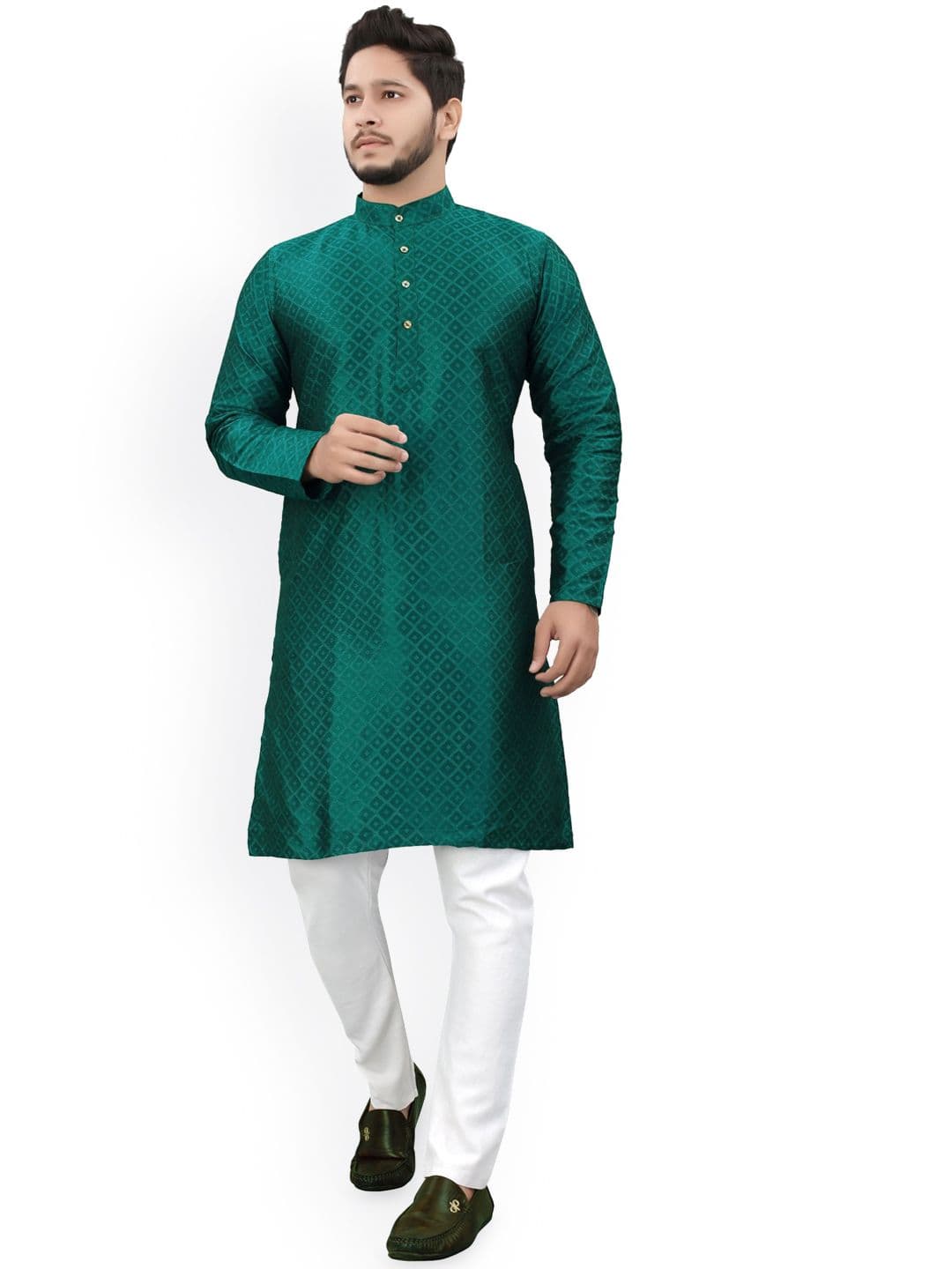 Divra Clothing Mandarin Collar Thread Work Jacquard Straight Kurta - view 1