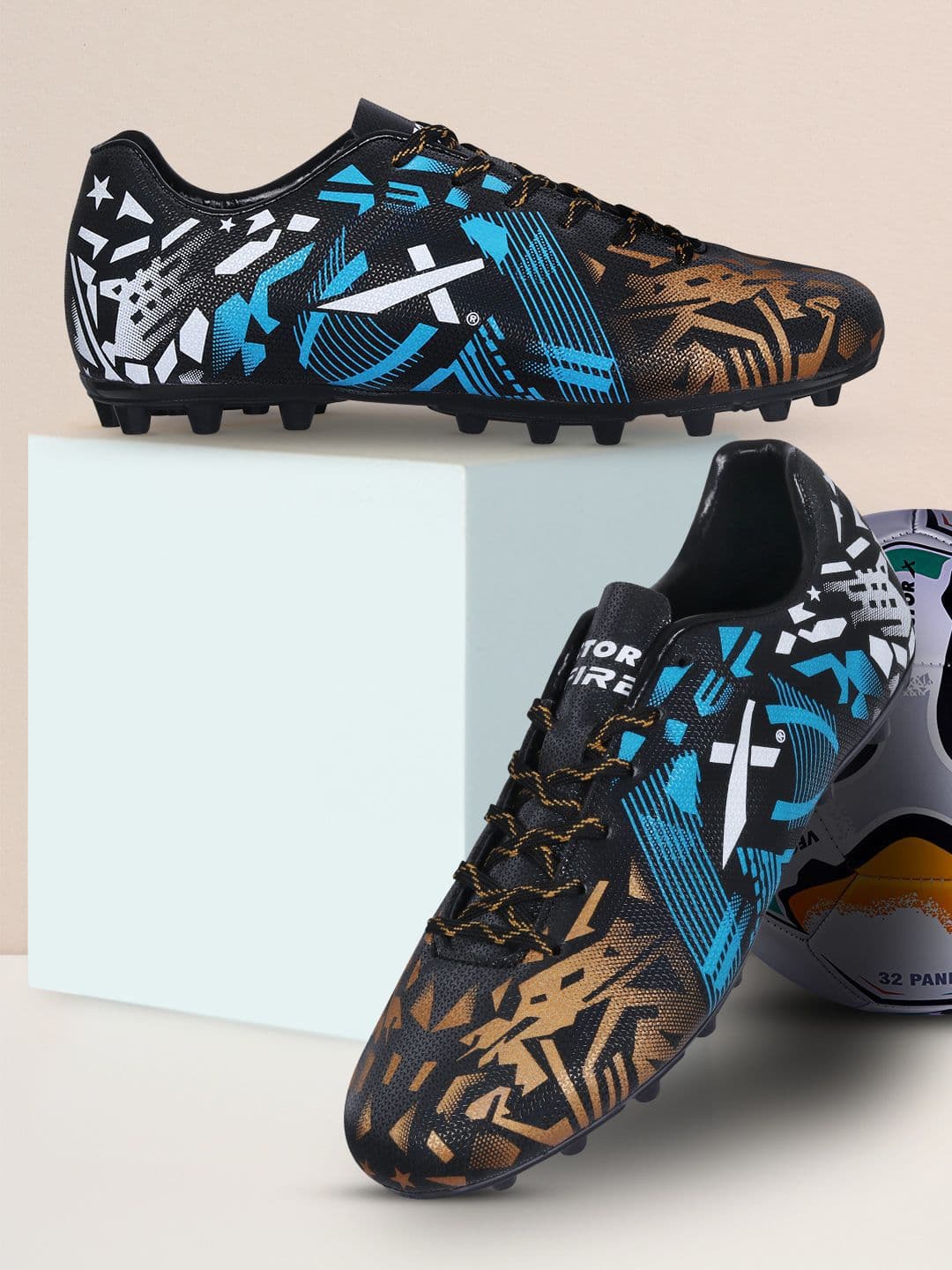 VECTOR X Fire Synthetic Leather Upper & TPU Sole Football Shoes