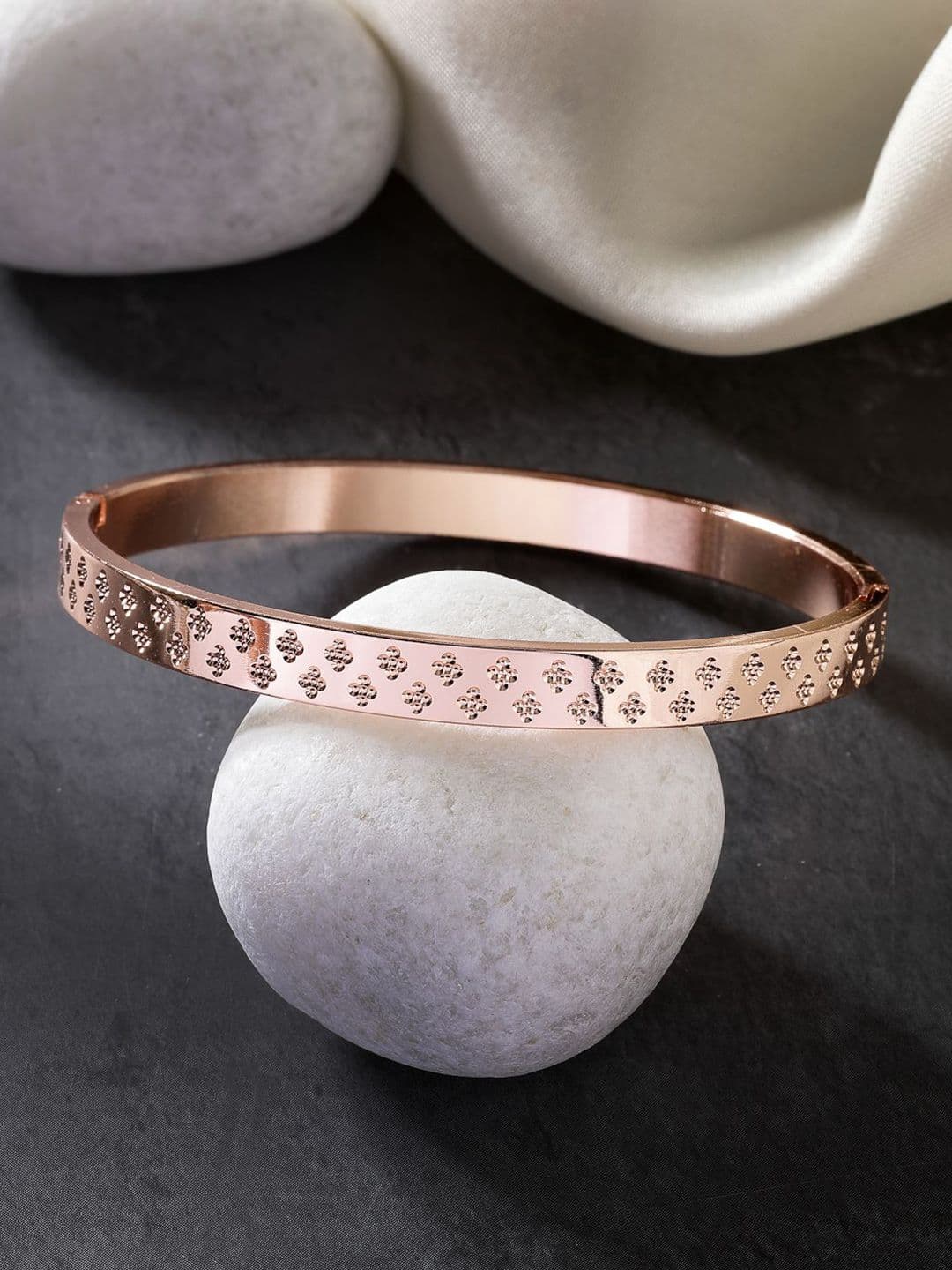 NVR Men Rose Gold-Plated Stainless Steel Kada Bracelet - view 1
