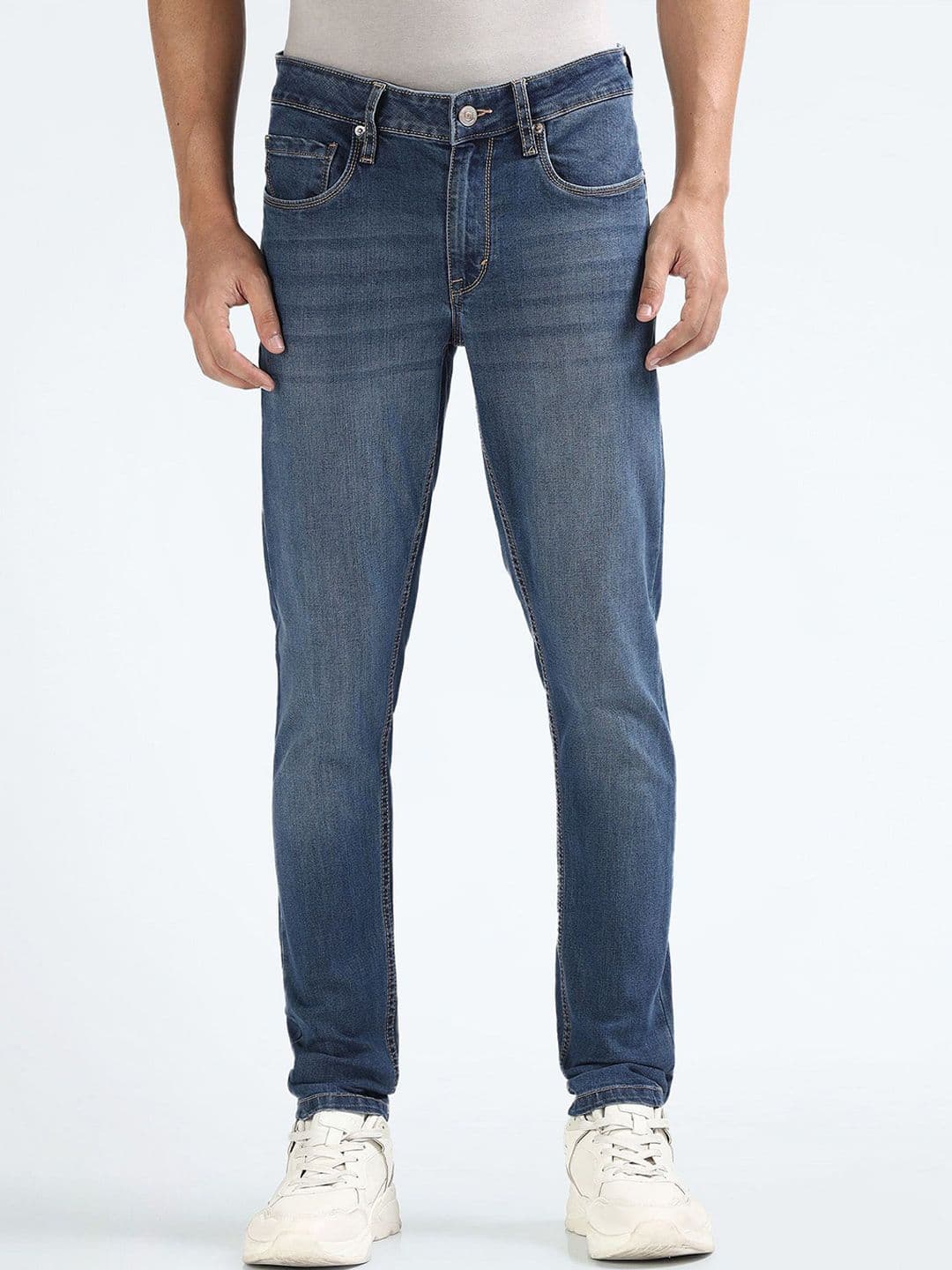 Flying Machine Men Skinny Fit Mid-Rise Clean Look Heavy Fade Cotton Stretchable Jeans - view 1