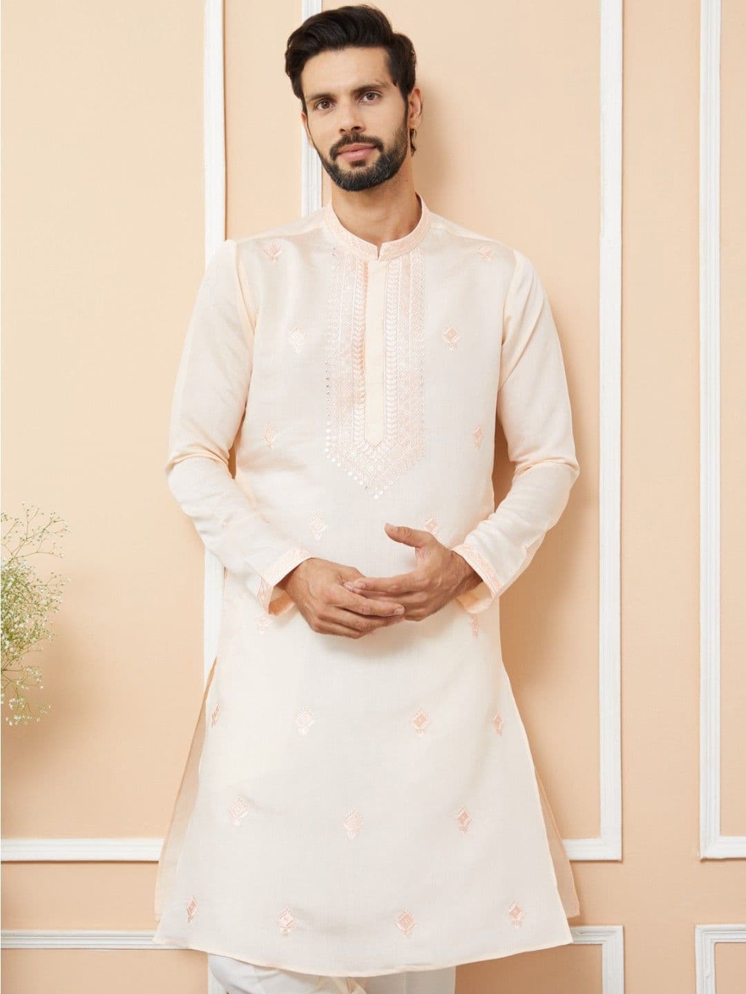 See Designs Men Embroidered Kurta - view 1