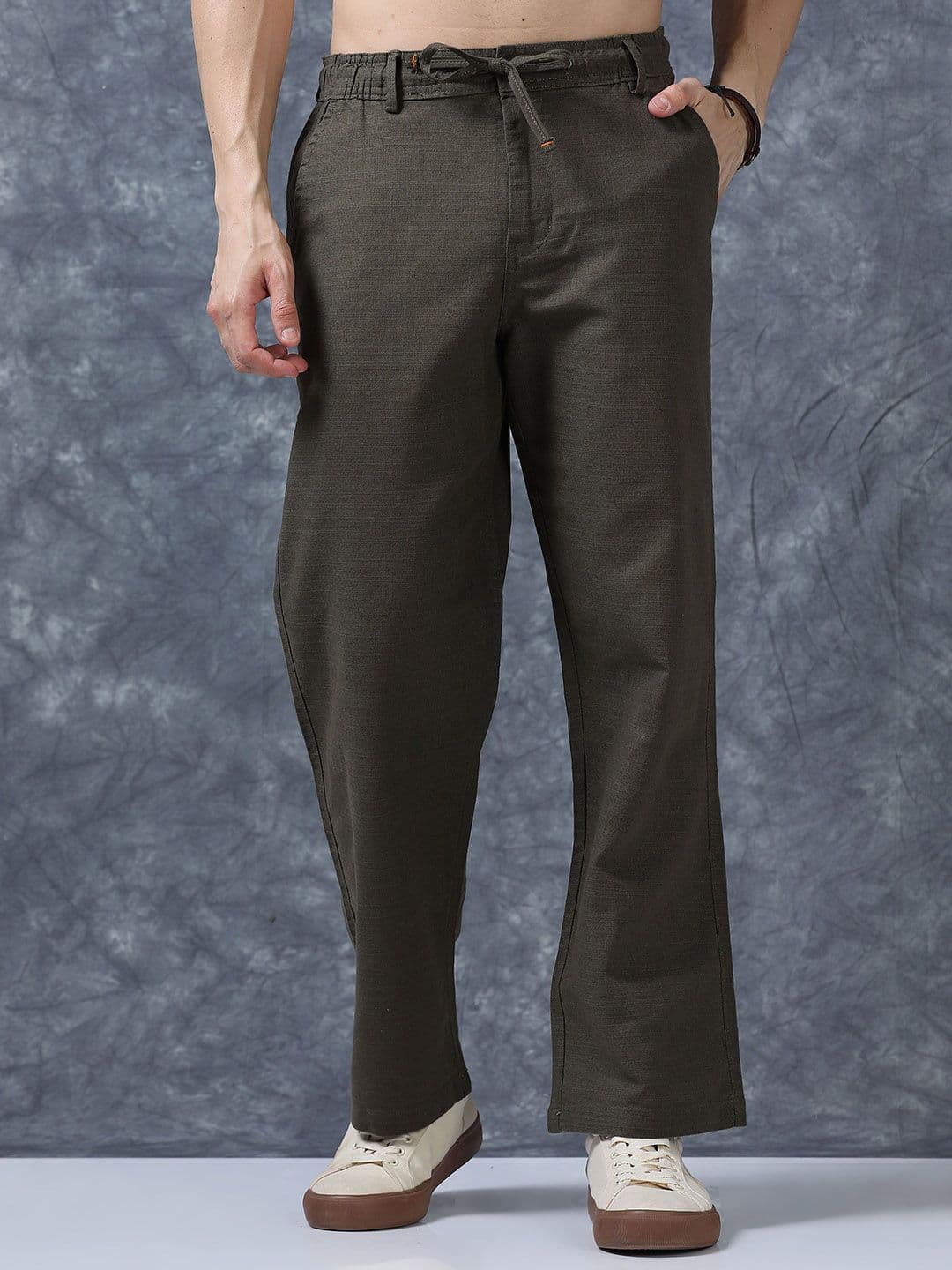 The Roadster Lifestyle Co Men Relaxed Fit Linen Trousers - view 1