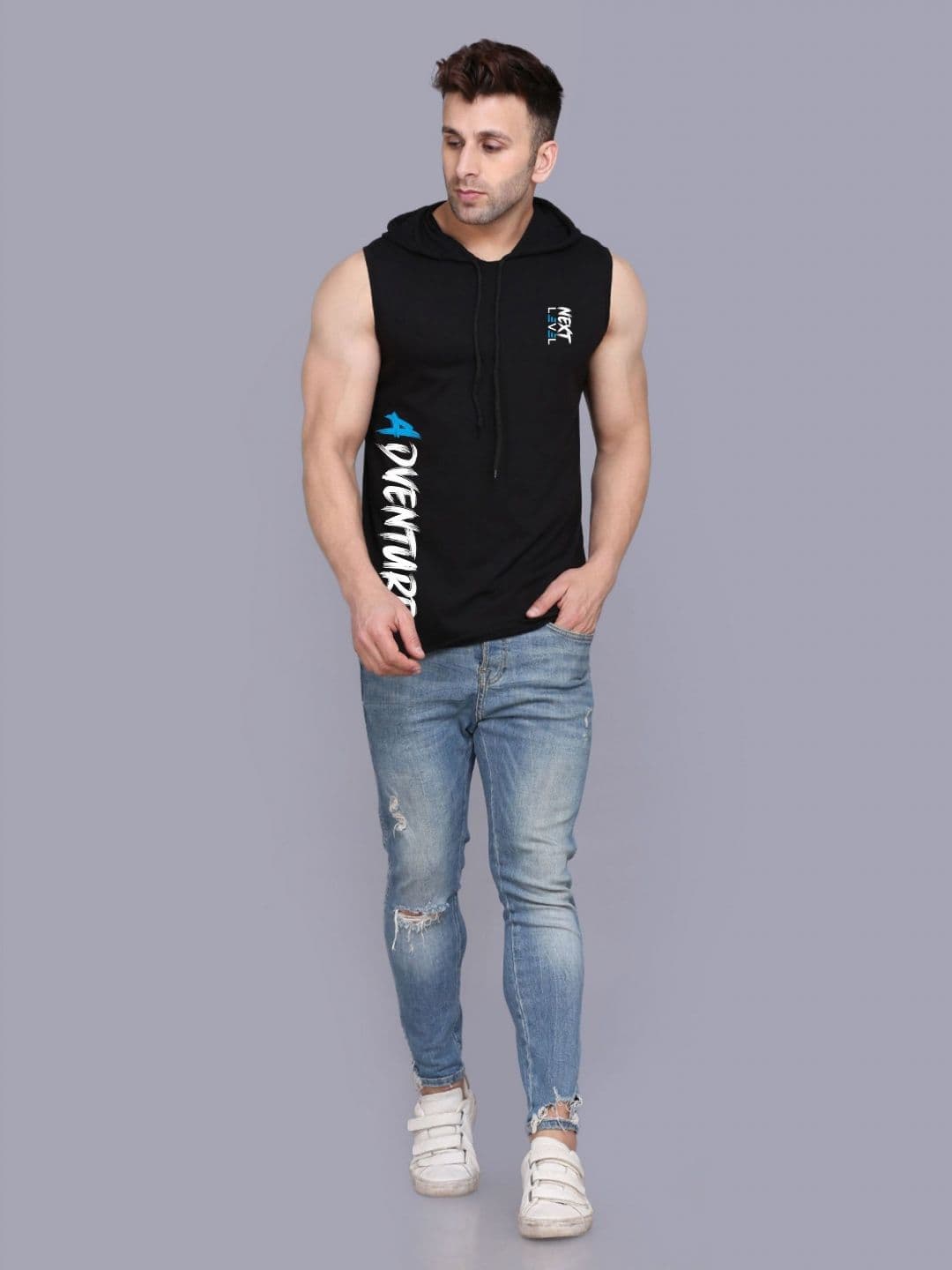 SLOWLORIS Men Varsity 2 Hooded Applique T-shirt - view 1