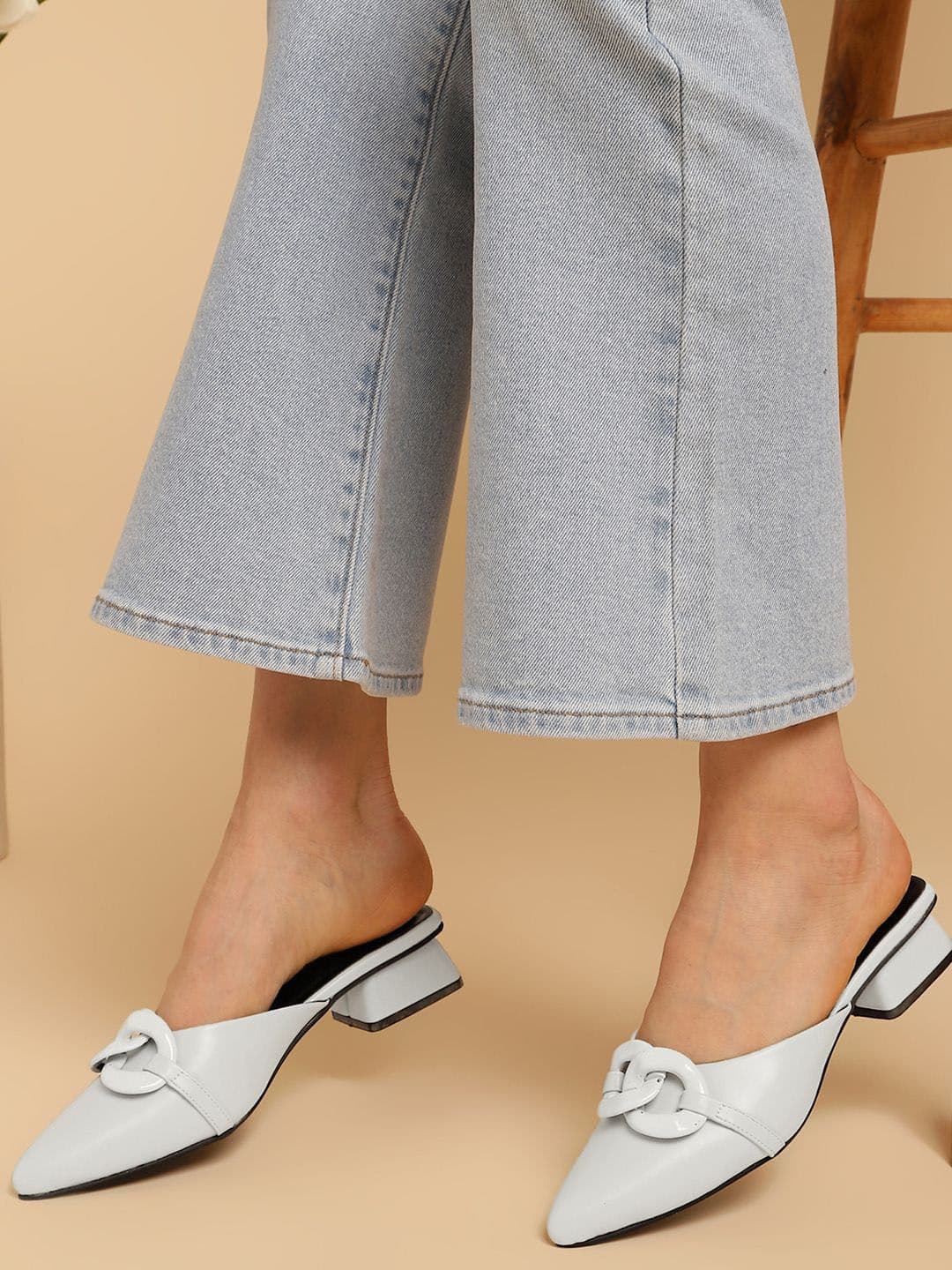 DressBerry PU Block Mules with Bows - view 1