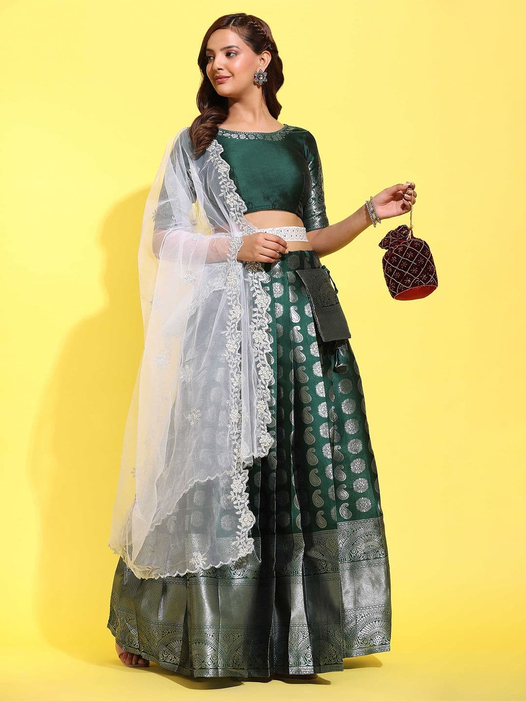 Fabcartz Semi-Stitched Lehenga & Unstitched Blouse With Dupatta - view 1