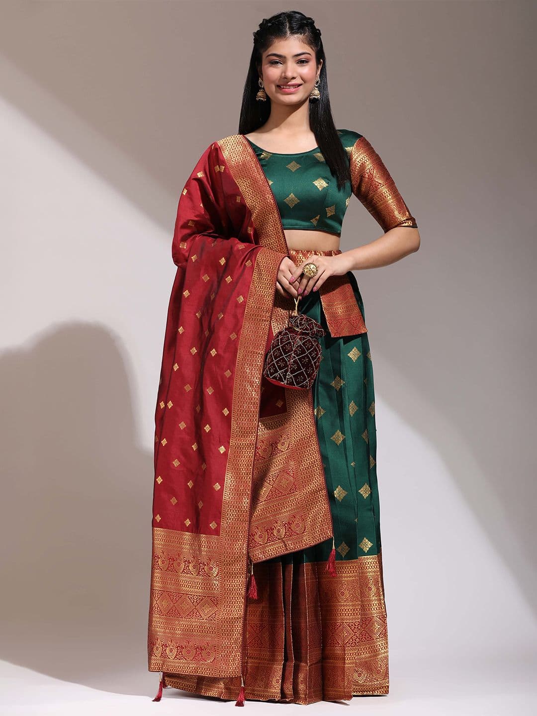 Fabcartz Semi-Stitched Lehenga & Blouse With Dupatta - view 1