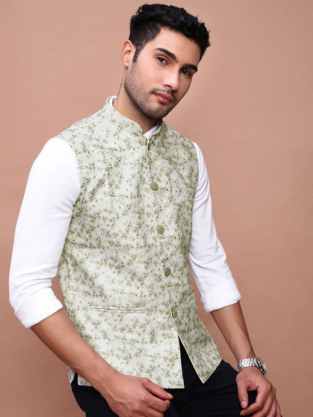 SHOWOFFFF Printed Slim Fit Nehru Jacket - view 1