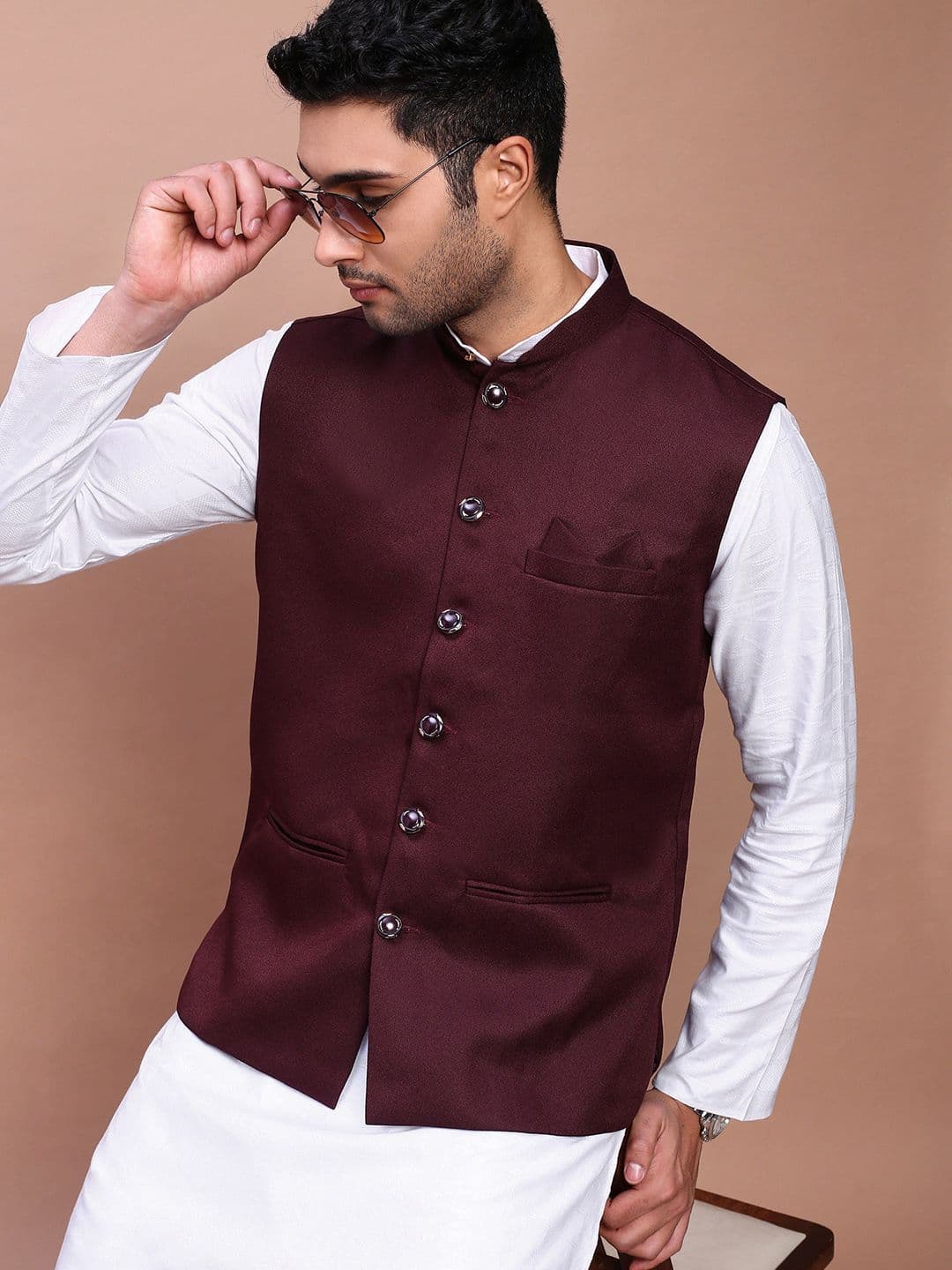SHOWOFFFF Mandarin Collar Nehru Jacket - view 1