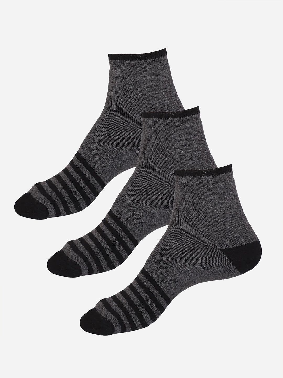 Bodycare Men Pack Of 3 Striped Ankle-Length Socks - view 1