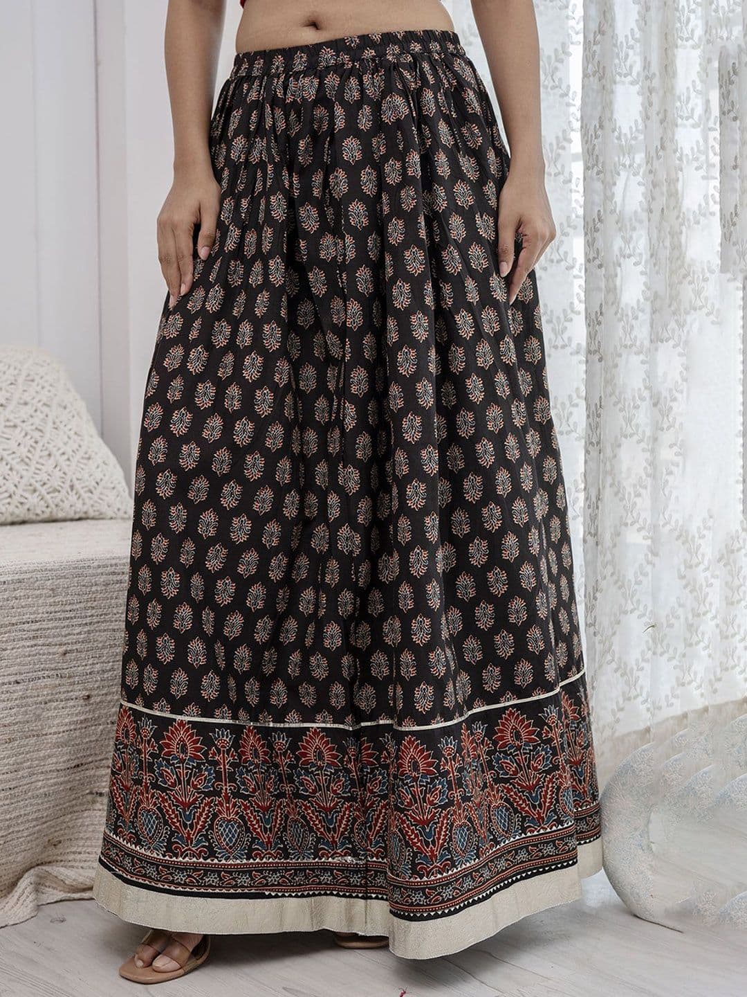 Nayo Printed Pure Cotton Flared Maxi Skirt - view 1