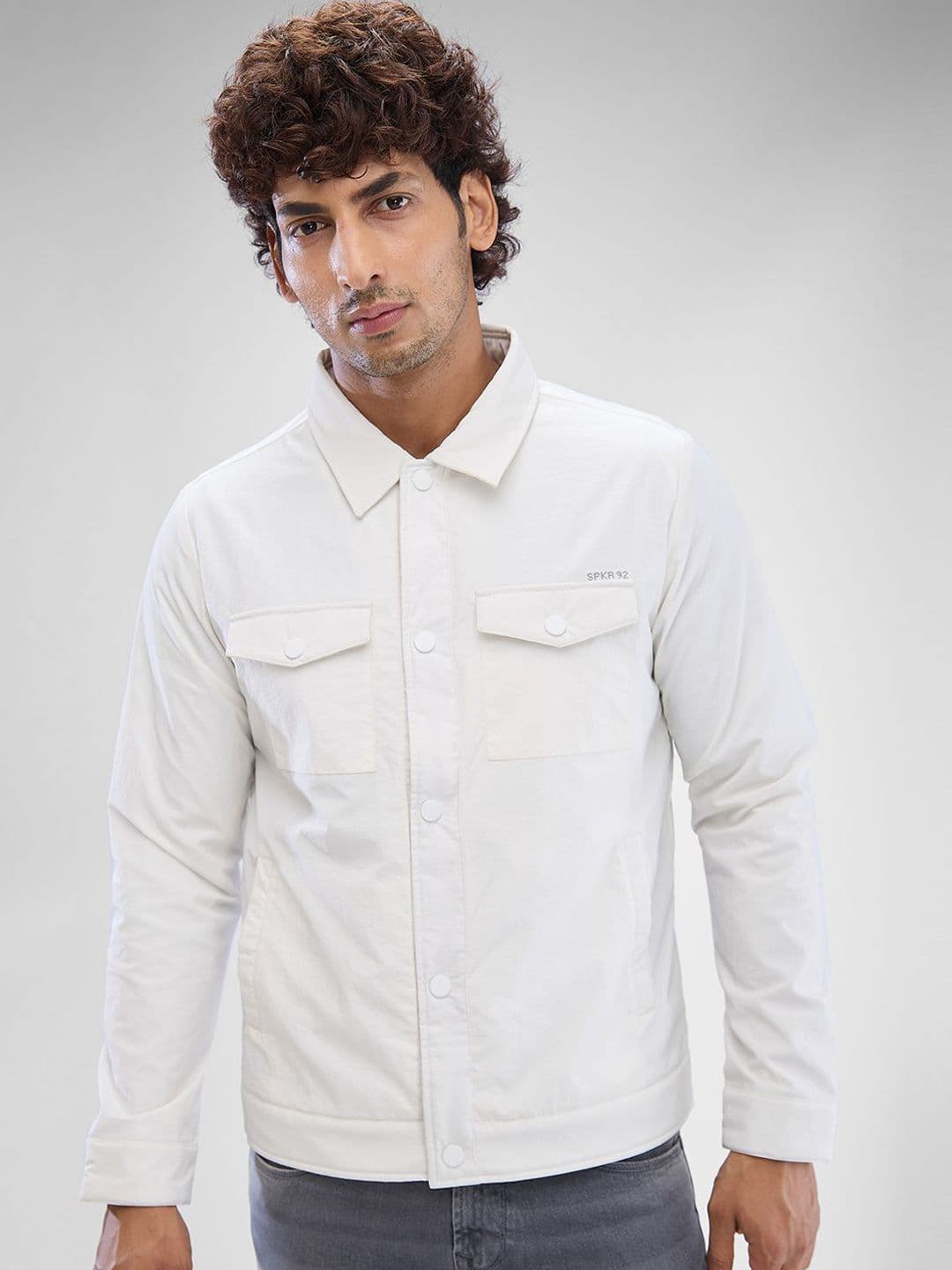 SPYKAR Men Solid Full Sleeve Regular Fit Washed Denim Jacket - view 1