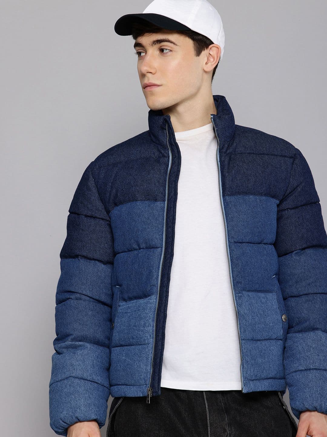 Levis Pure Cotton Mock Collar Denim Puffer Jacket - view 1