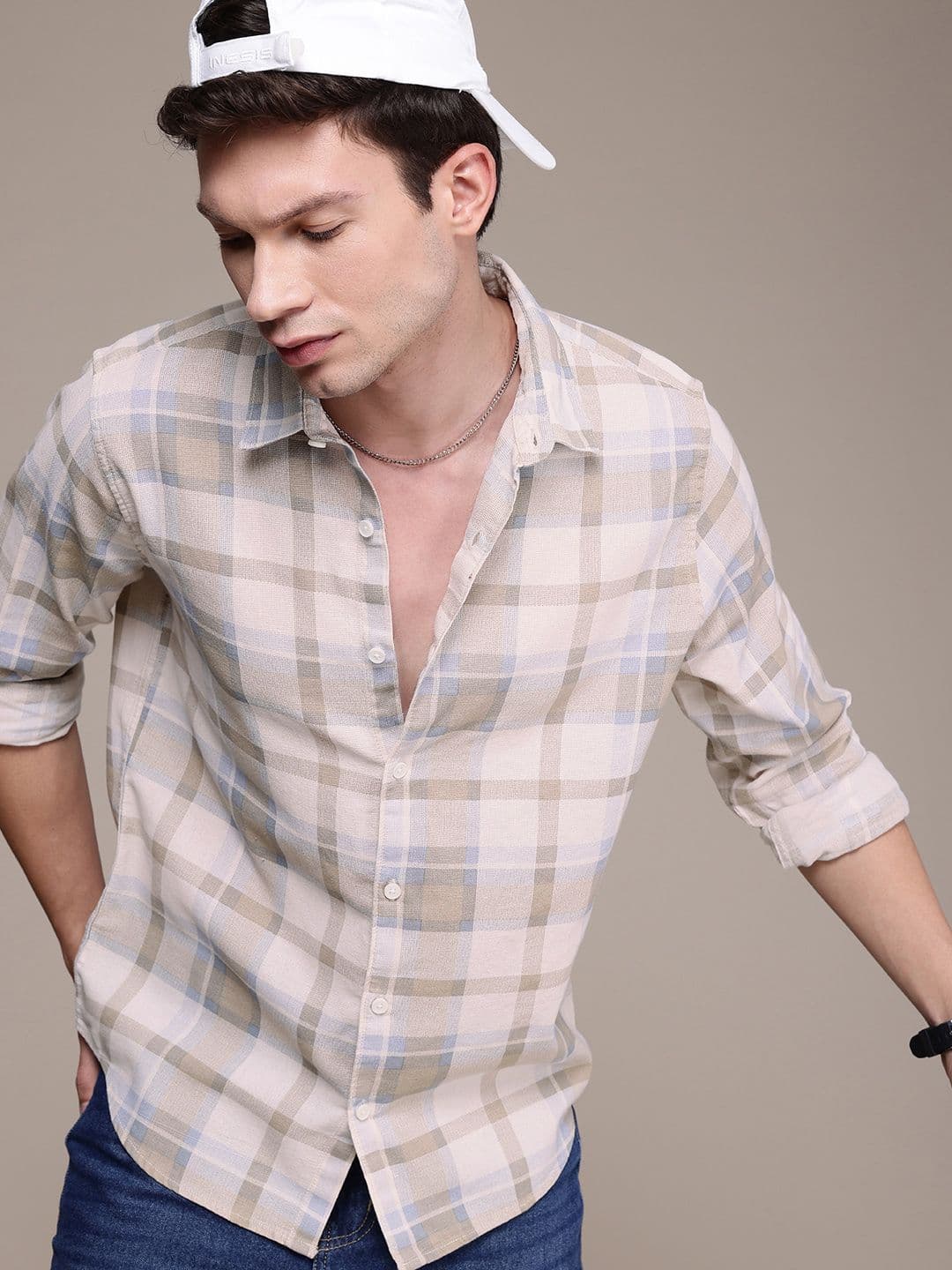 WROGN Checked Pure Cotton Casual Shirt - view 1