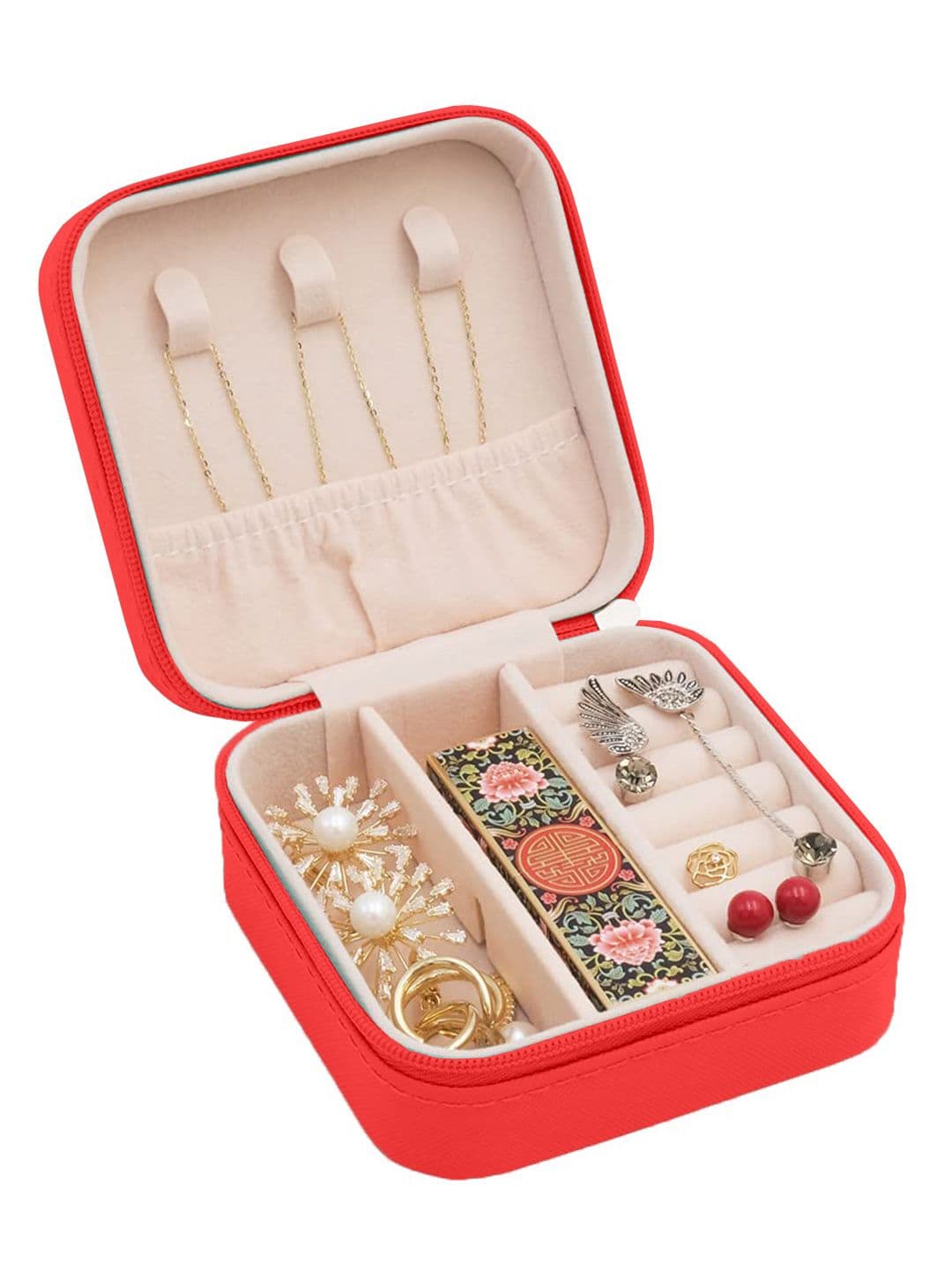 Cortina Red Zipper Portable Jewellery Storage Organiser - view 1