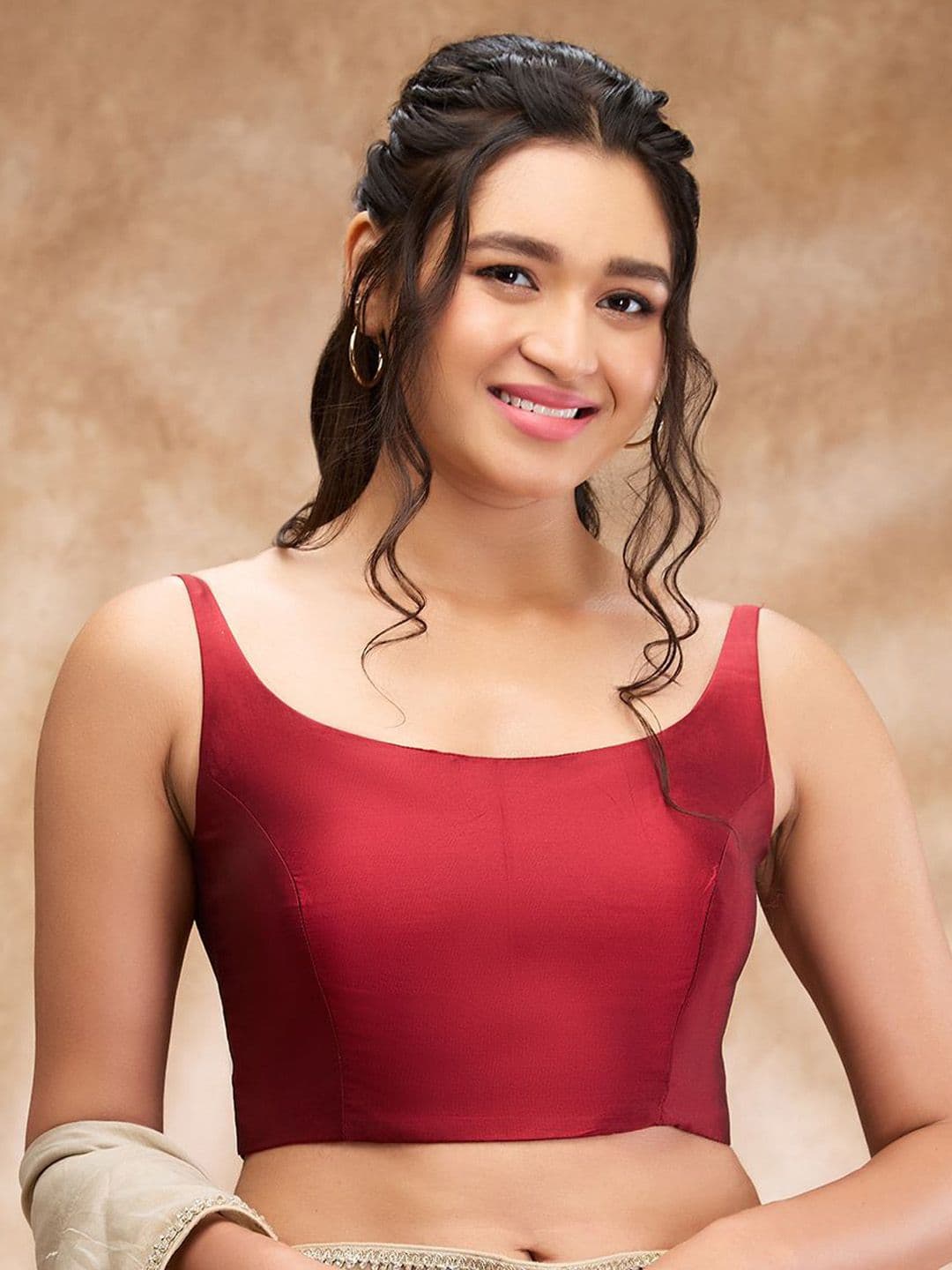 SALWAR STUDIO Taffeta Solid Sleeveless Saree Blouse - view 1