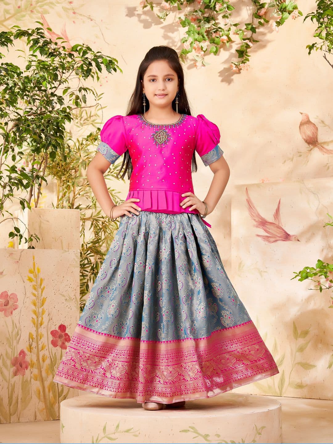 Aarika Girls Embroidered Ready to Wear Lehenga Choli - view 1