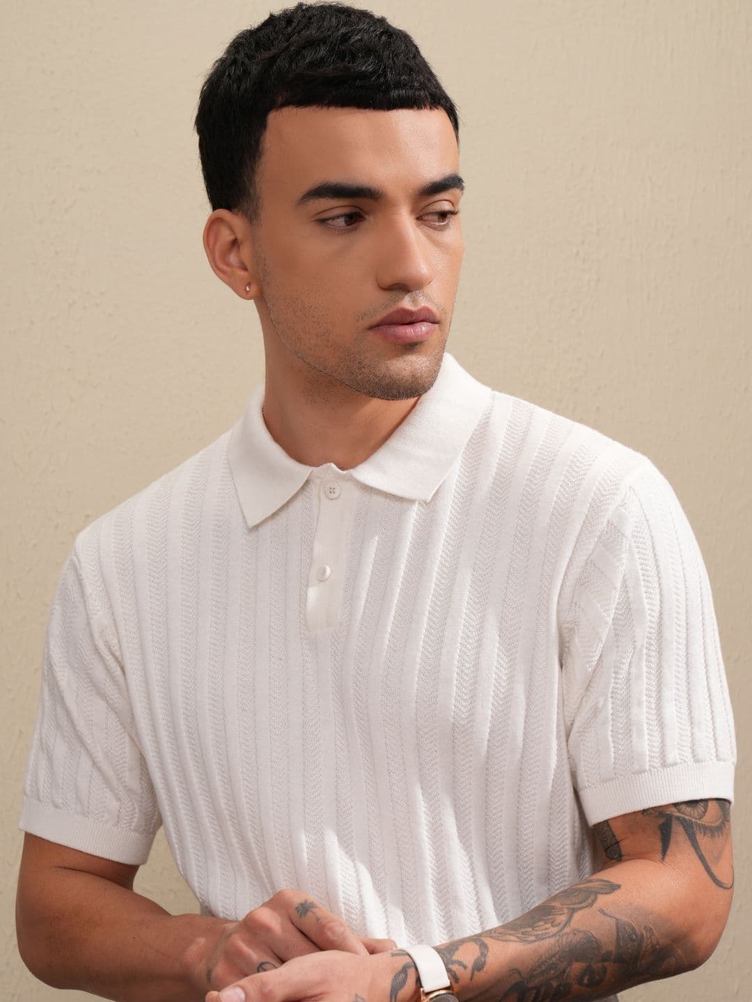 Highlander Men Knitted Textured Polo Collar Tshirt - view 1