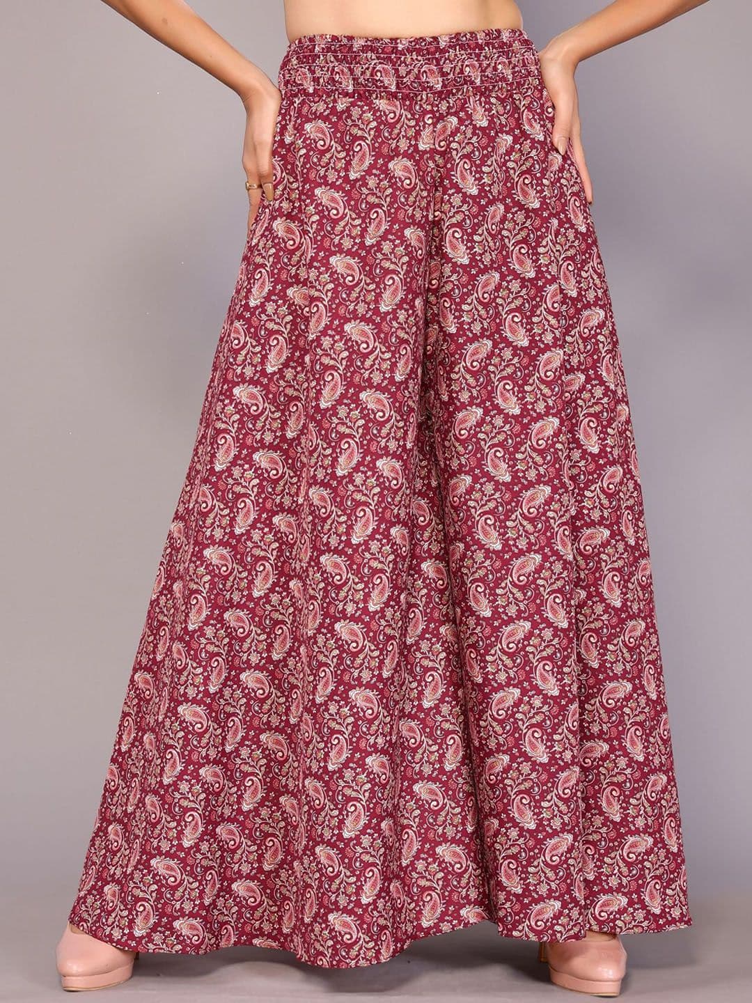 vj fashion Ethnic Motifs Printed Flared Palazzos - view 1