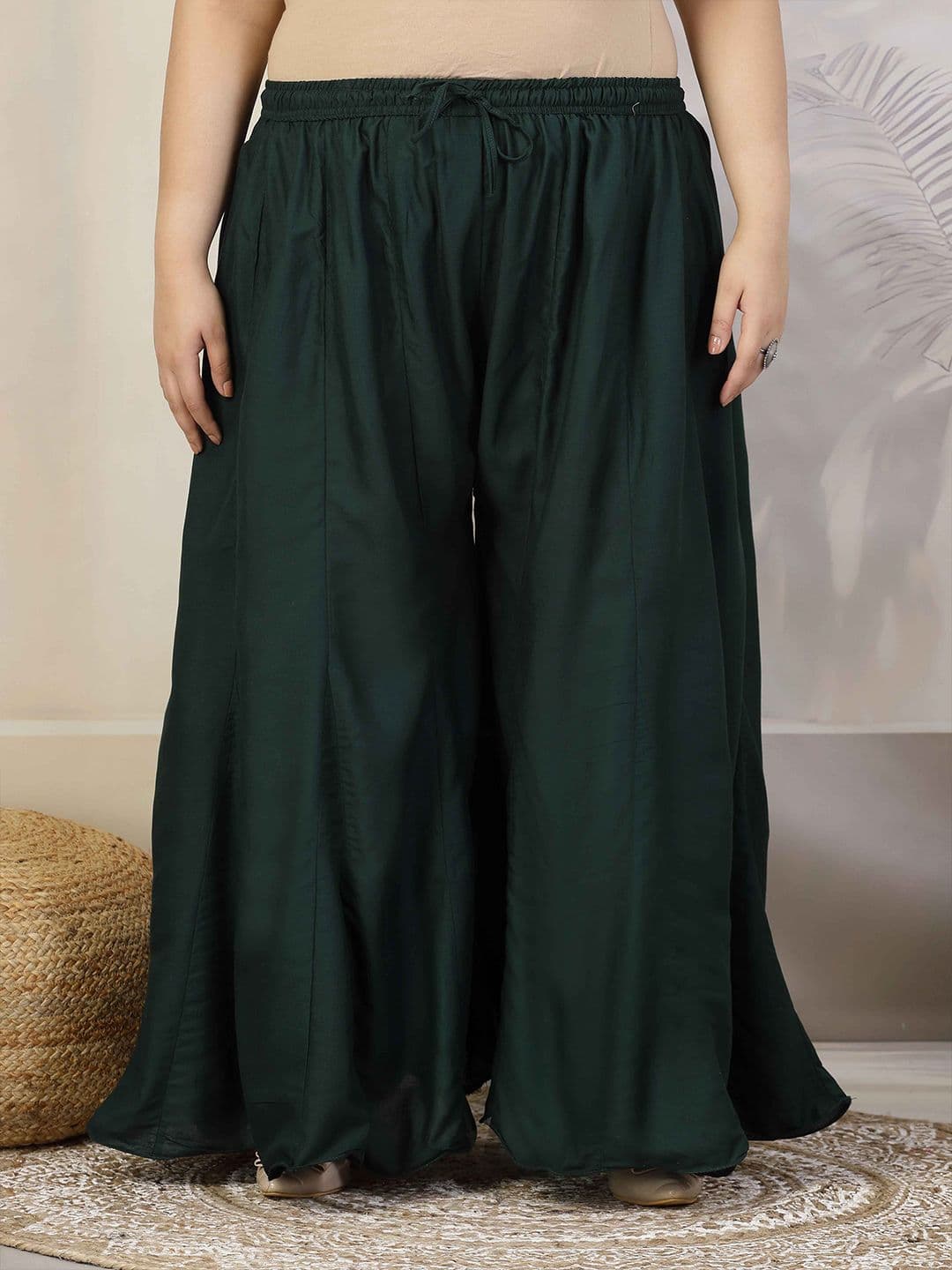 CLORA CREATION PLUS Women Solid Regular Flared Ethnic Palazzos - view 1
