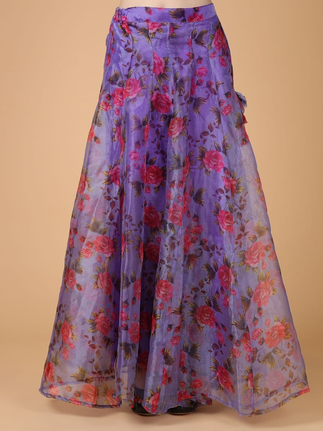 Frolic Rolic Floral Printed Organza Maxi Skirt - view 1