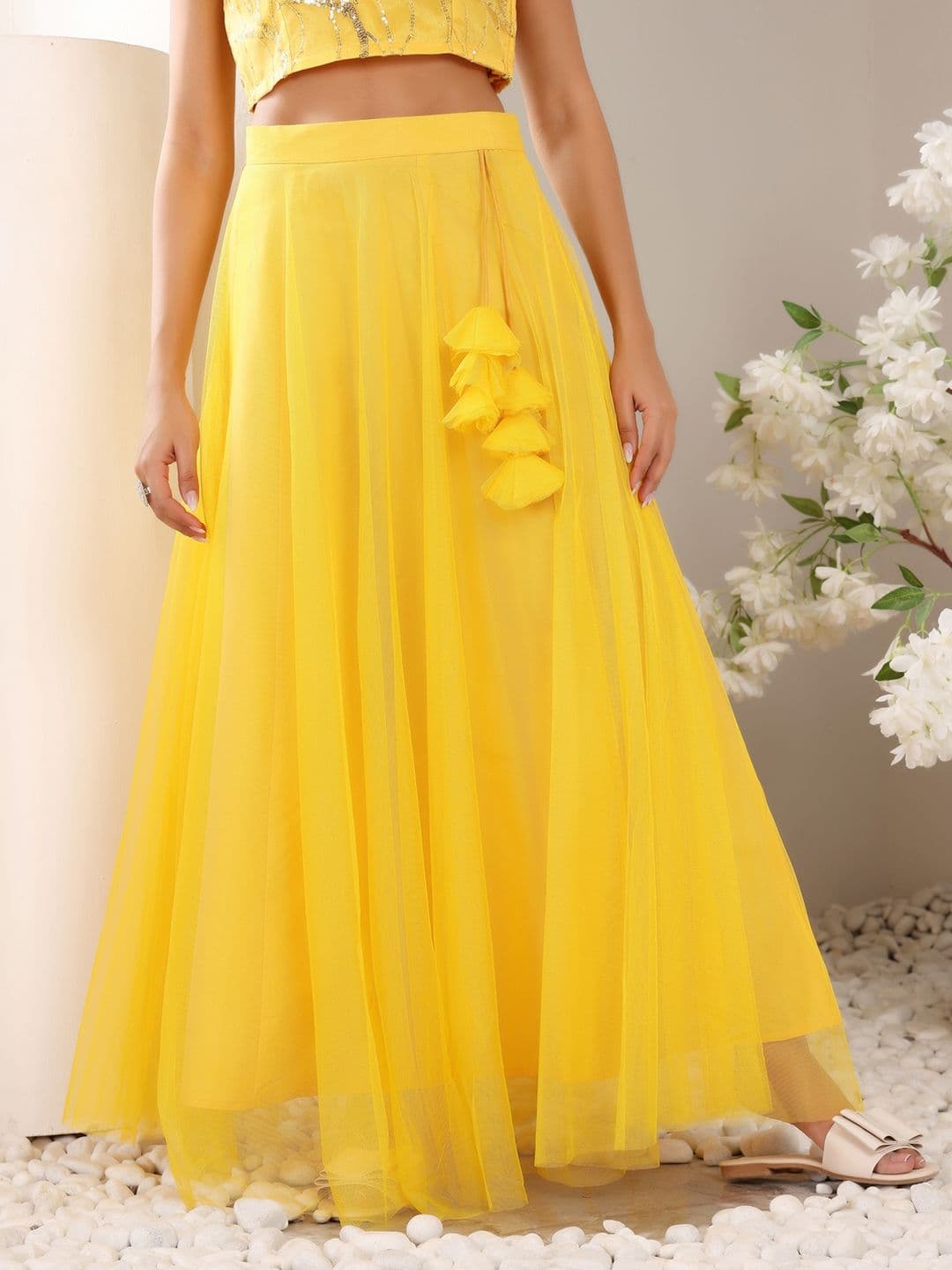 Frolic Rolic Solid Net Maxi Skirt - view 1