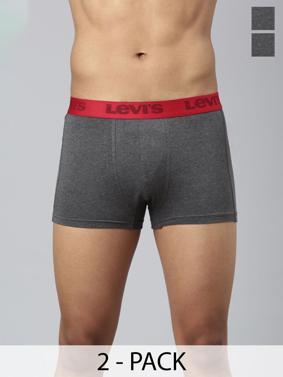 Levis Men Pack of 2 Solid Stretch Cotton Shorter Length Trunk with Smartskin Technology - view 1