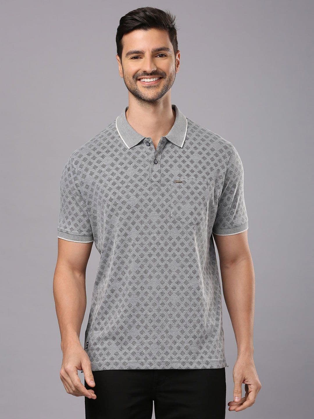 Klub Fox Men Printed Polo Collar Cotton T-Shirt - view 1