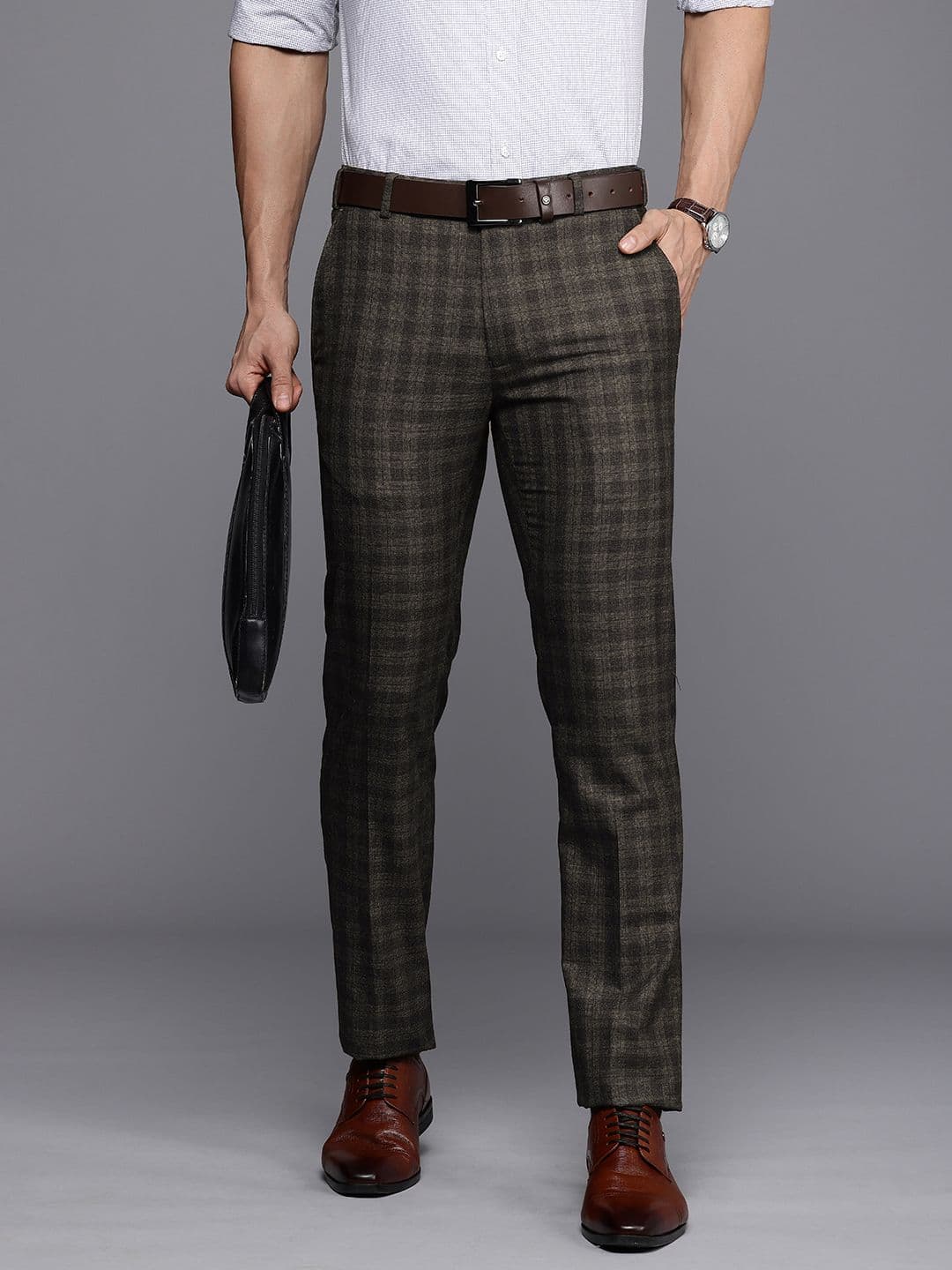 Raymond Men Checked Slim Fit Formal Trousers - view 1