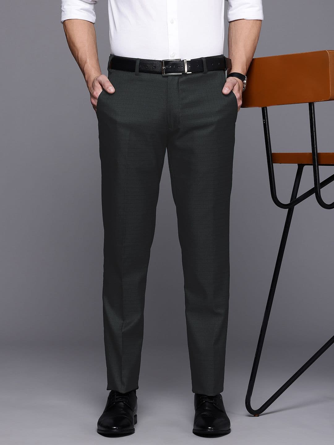 Raymond Men Checked Slim Fit Formal Trousers - view 1