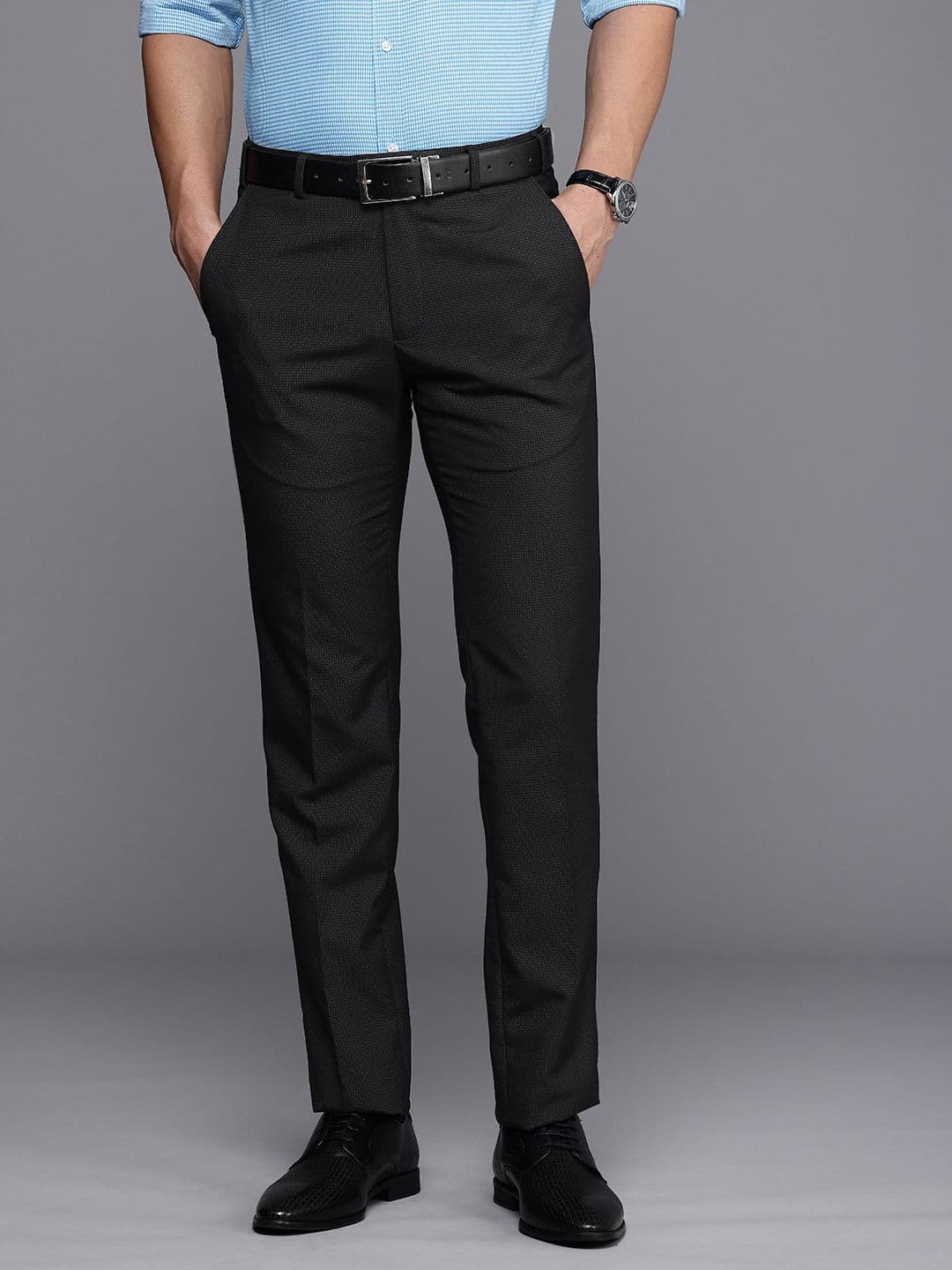 Raymond Men Checked Slim Fit Formal Trousers - view 1
