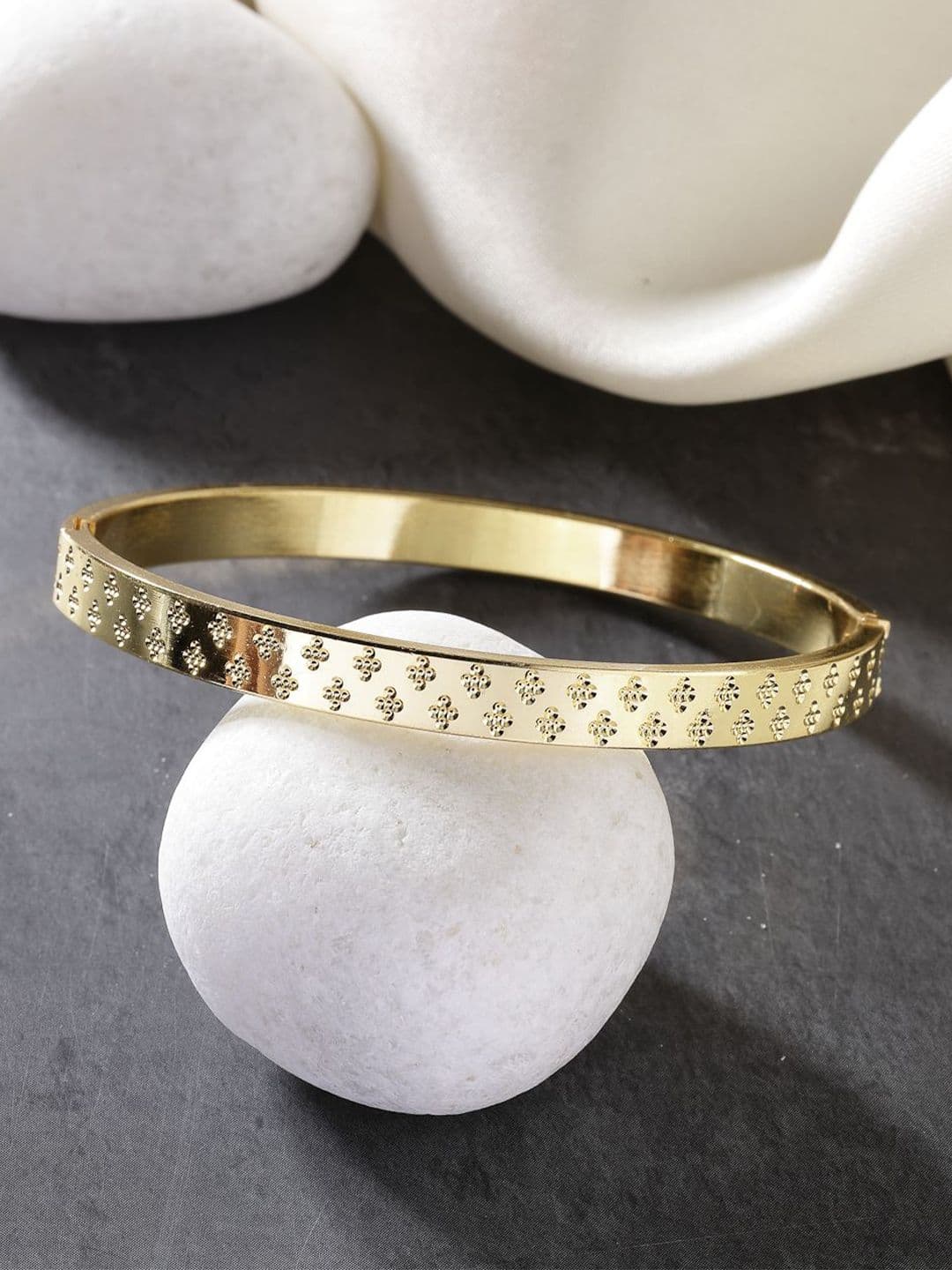 NVR Men Gold-Plated Stainless Steel Kada Bracelet - view 1