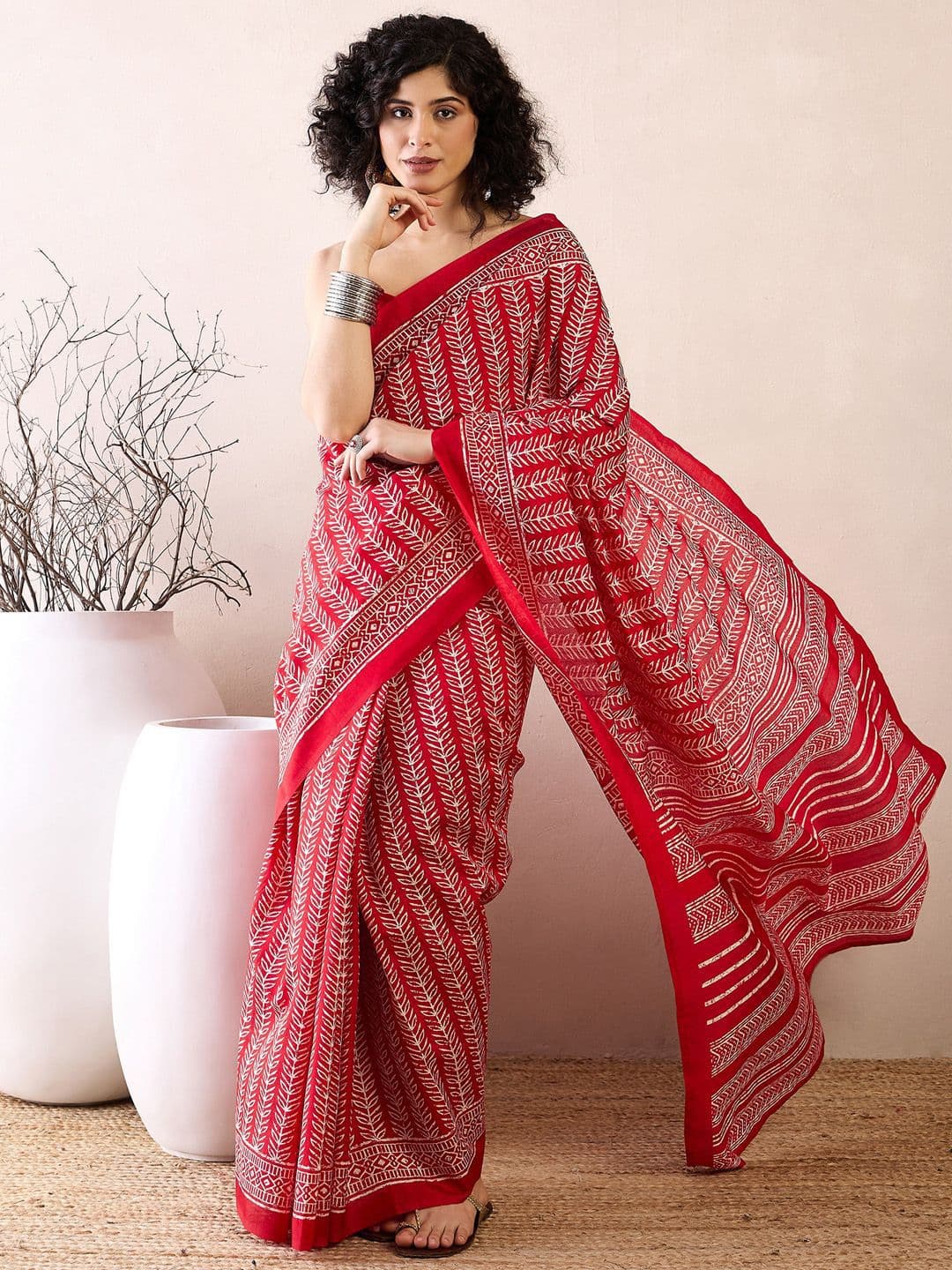 KALINI Ready to wear Ethnic Motifs Printed Dabu Saree - view 1