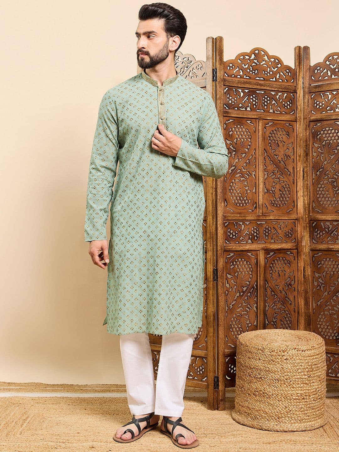 House of Pataudi Ethnic Motifs Embroidered Straight Kurtas - view 1